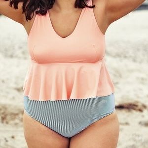 CupShe - PINK TANK TOP RUFFLED PLUS SIZE BIKINI